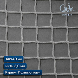 Защитная сетка на окна спортзала 40х40 мм 3 мм белая (капрон, полипропилен)