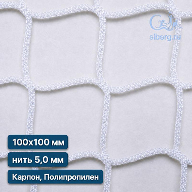 Защитная сетка на окна спортзала 100х100 мм 5 мм белая (капрон, полипропилен)