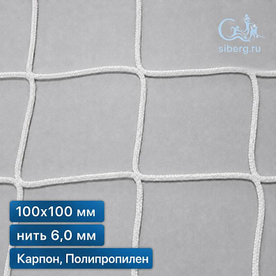 Защитная сетка на окна спортзала 100х100 мм нить 6,0 мм капрон, полипропилен